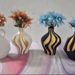 *** REDUCED *** PAIR of Ceramic Vases (BLACK or WHITE) with Faux Anemones @ Lasting Creations