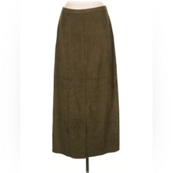 Olive Maxi Faux Suede Skirt