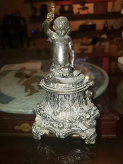 Vintage Bronze cherub inkwell