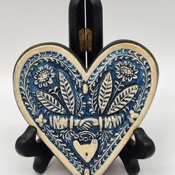 1981 Chalkware Yana Laxa Family Wedding Heart Cookie Press Mold - Swiss German Vintage