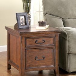 Signature Design by Ashley Woodboro Media End Table Dark Brown Finish