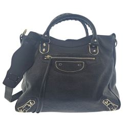 Balenciaga Black Chevre City Bag - Silver Metallic Edge Hardware (CSC038711)