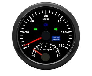 GPS Speedometer 0-120MPH with Tachometer 8000 RPM Gauge 85mm 3-3/8" Boat GPS Speedometer Gauge with Antenna for Car Marine (Black)