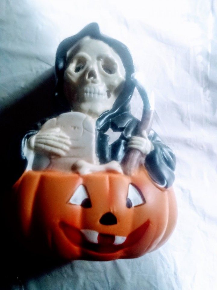 +Grim Reaper tea light +ceramic candle holder