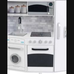 KidKraft Large Wooden Play Kitchen with Lights & Sounds, Icemaker, Play Phone -