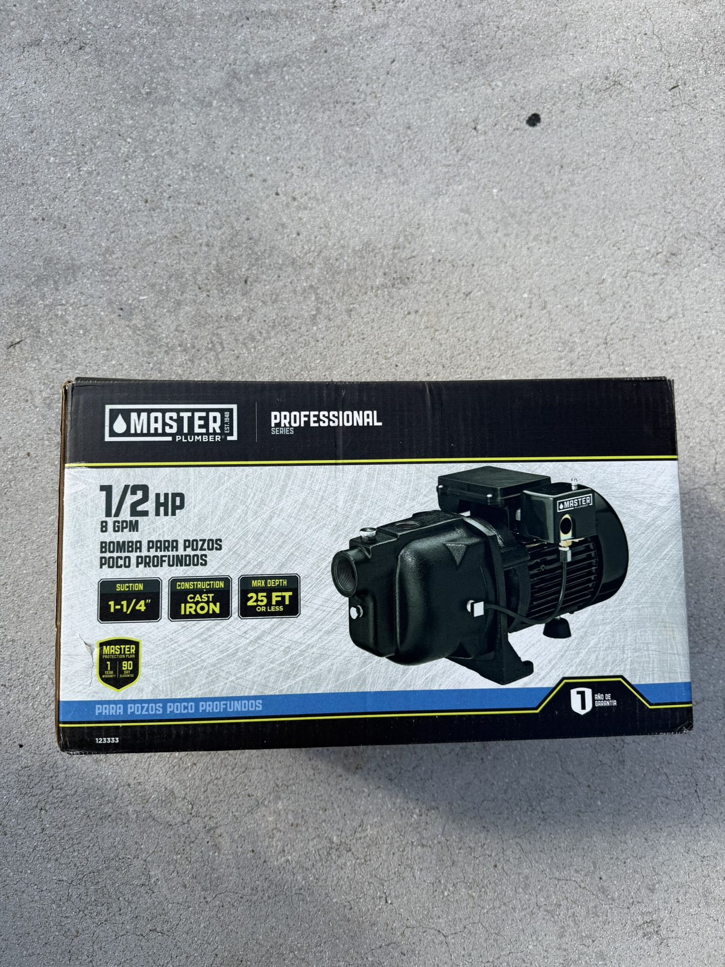 PENTAIR WATER 123333 1/2 HP 115V Cast Iron Shallow Well Jet Pump, 8GPM