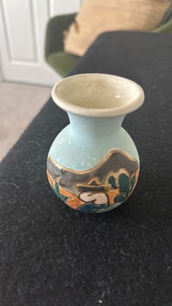 Vintage Hand-Painted Mexican Pottery Bud Vase – Signed Mexico Acevloza