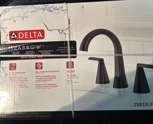 Sparrow Black Matte Black Widespread 2-handle WaterSense Mid-arc Residential Handle Bathroom Sink Faucet with Drain