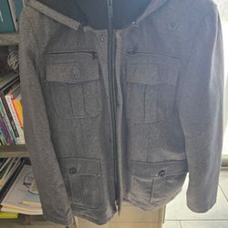 Guess Military Army Outdoor Jacket Coat Wool Gray 