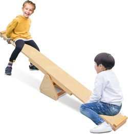 Wooden Indoor Balance Beam and Seesaw Playground, Toddler Play Gym Equipment