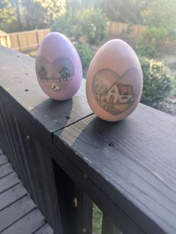 Cottage core painted wooden eggs