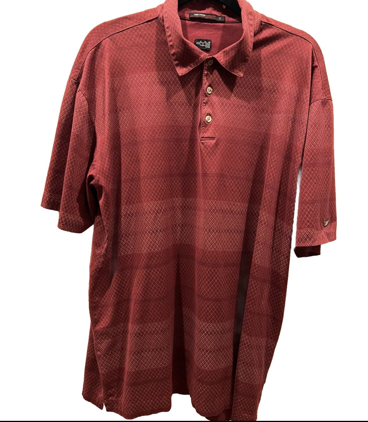 Tiger Woods Collection Polo Golf Shirt Nike Red Striped Mens Size Extra Large