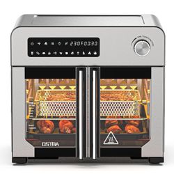 New-OSTBA French Door Air Fryer Toaster Oven Combo, Airfryer Convection Oven Countertop 10-in-1 Combo, 30% Faster 90% Less Oil, 102 Recipes & 7 Access