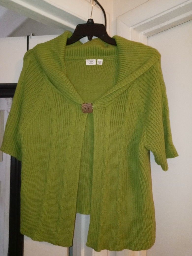 CATO Lime Green Cardin Mid 3 Quarter. Sleeves Sweater Nice for jeans Or A Sleeveless dress.