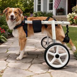 LetPetRun Dog Wheelchair M1 40-70 lb Adjustable Rear Leg Support Cart White