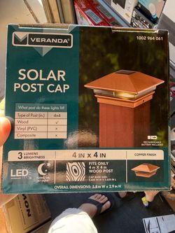 Deckorators Solar 4-in x 4-in Copper LED Outdoor Post cap light