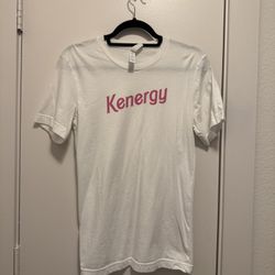 Barbie’s ‘Kenergy’ Graphic Small Shirt White Pink Text Unisex Streetwear NWOT