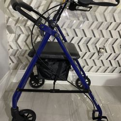Drive Walker 4-Wheel Rollator With Seat & Removable Back Support - Blue