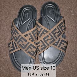 Authentic Unisex Fendi Zucca Cross Strap Sandals