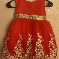 Girls Red & Gold 4/ 5 years Dress