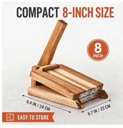 8in Wooden Tortilla Press with 50 Oil Papers, Manual Tortilla Maker Heavy duty wooden tortilla press