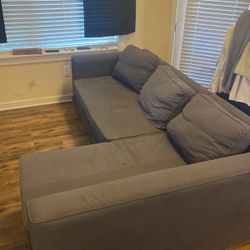 Blue Reversible Sleeper Sofa W/ Large Storage Chaise 