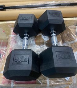 50 LB Rubber Hex Dumbbells Pair