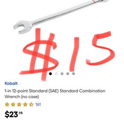 Kobalt 1-in 12-point Standard (SAE) Standard Combination Wrench (no case)