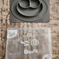 EZPZ Mini Mat 100% Silicone Suction Baby Plate With Placemat - Dark Gray