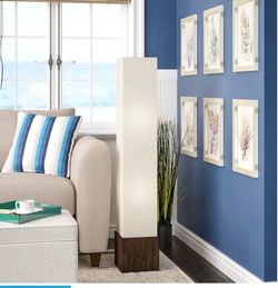 Bay Isle Home Swope 50'' Column Floor Lamp with Shade - small crinkles on shade see pictures