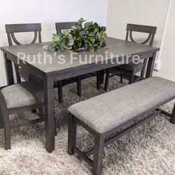 6-pc Dining Set ( Table + 4 Chairs + Bench)