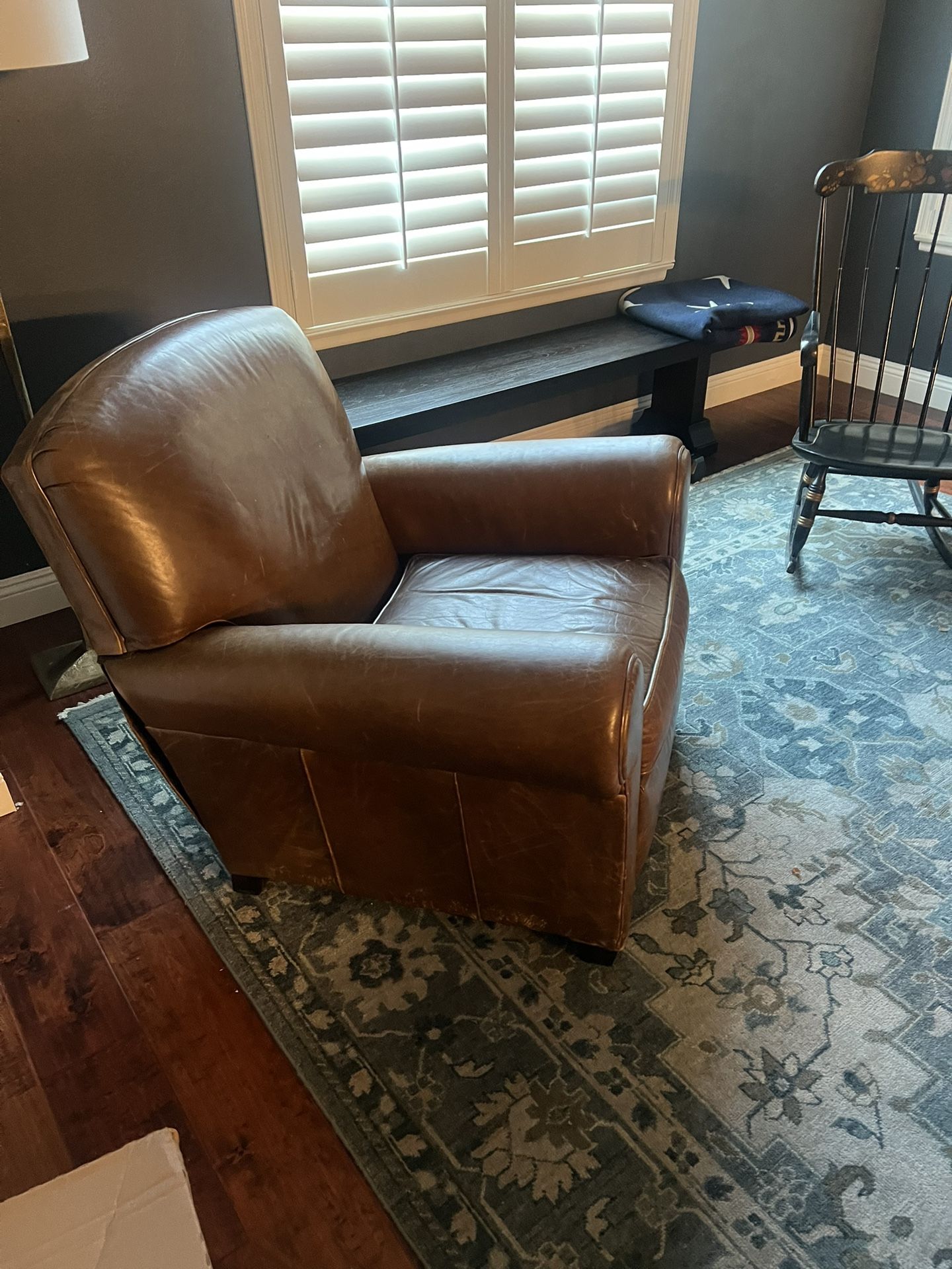 Crate and Barrel reclining Full Leather Club chairs