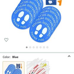 Social Distancing Floor Decals - 14 Pack Safety Floor Signs - 12" Round Slip Removable Stickers