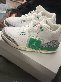 Air Jordan 3 White Lucky Green Sneakers