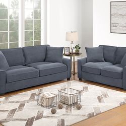 Sofa and Loveseat Dark Grey Corduroy fabric, New Especial price