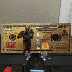 24k Gold Foil Plated Clone Commander Cody Star Wars Banknote