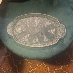 1970s Glass Grape Dish