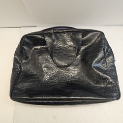 Saks Fifth Avenue Women’s Vintage Handbag – Black Faux Alligator Skin Classic Purse