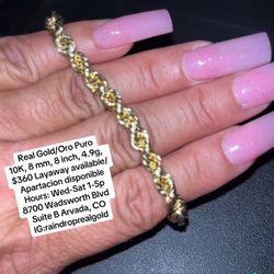 10K Gold Rope Bracelet 8’ 