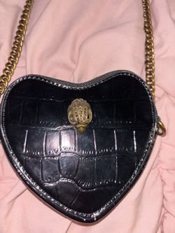 KURT GEIGER Kensington Croc Heart Micro Crossbody Bag In Black