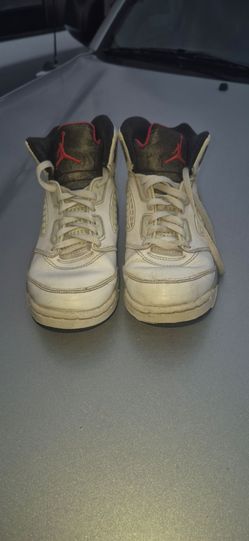Air Jordan 5 White Red Mid-Top Sneakers