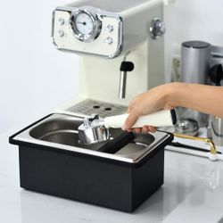 Stainless Steel Coffee Knock Box Large Capacity Coffee Pucks Container Espresso Machine Tool for Coffee Ground