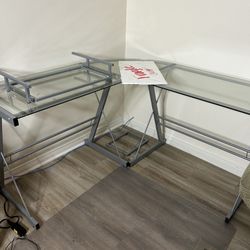 Walker Ellos Modern Glass Top L Shaped Desk