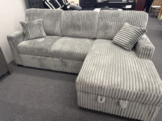 New 2pc Convertible Sectional w/ Drop Down Smoke Color