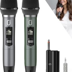 HWWR U50 Wireless Microphone Professional UHF Dual Microphones for Karaoke, Wireless Dynamic Microphone System 