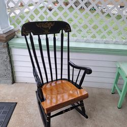Tell City Black & Gold Stenciled Maple Rocking Chair
