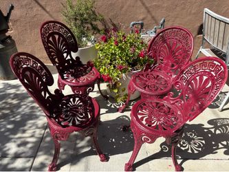 4 Red Garden Chairs