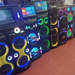 Get Ready For New Years Party.  All Sizes Party Speakers In Stock.  Come Listen To Them 