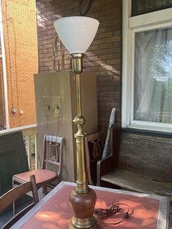 Vintage Stiffel Table Lamp With Milk Glass Shade