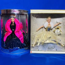 1998 Happy Holidays and  2000 Celebration Barbie Dolls